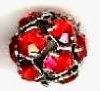 1 10mm Round Gunmetal with Light Siam Rhinestones